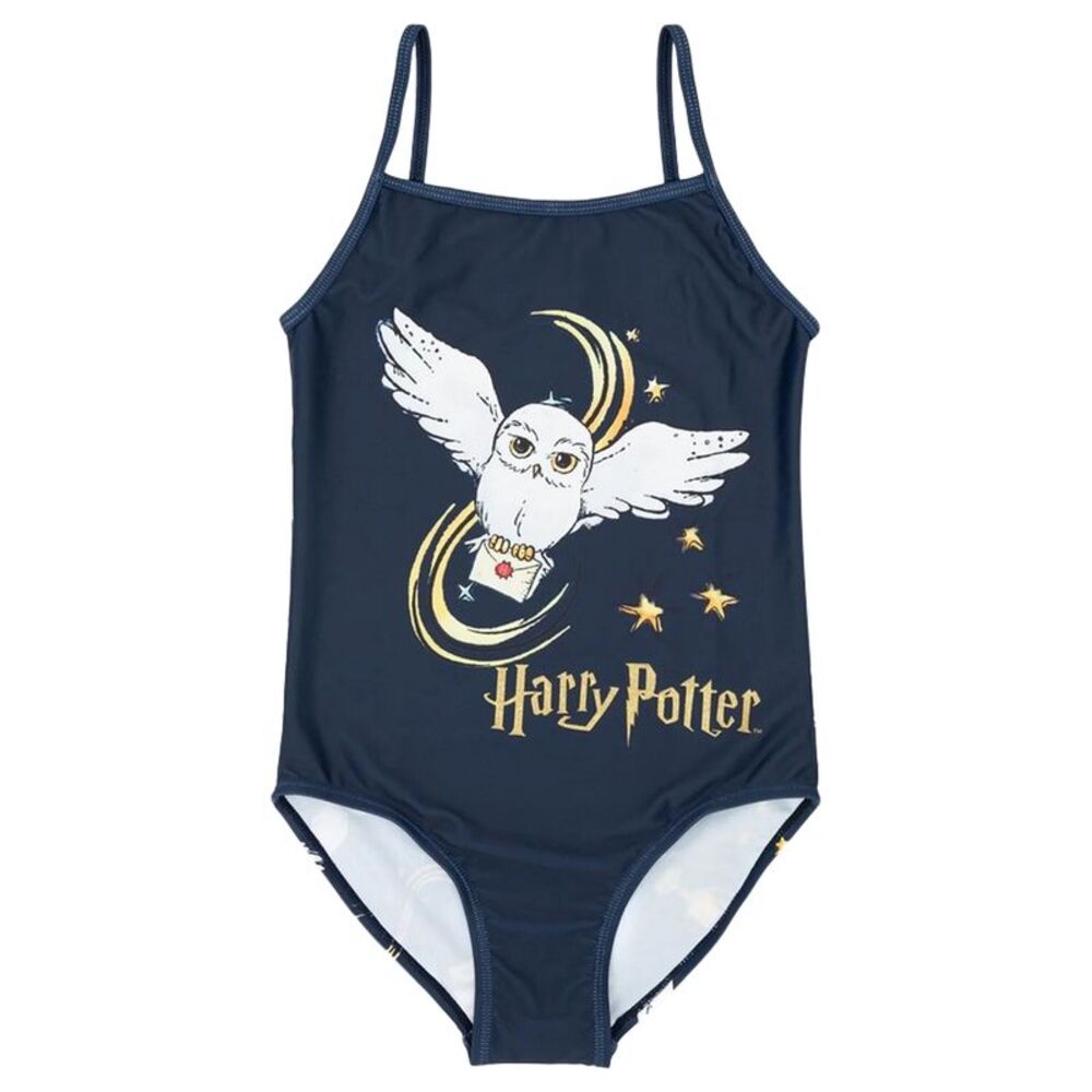 Harry Potter Girls Hogwarts One Piece Bathing Suit / Navy/White/Gold
